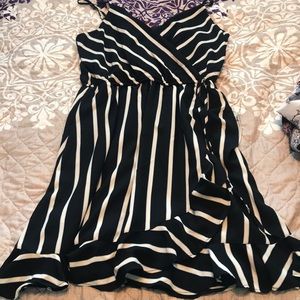 black and white striped dress
